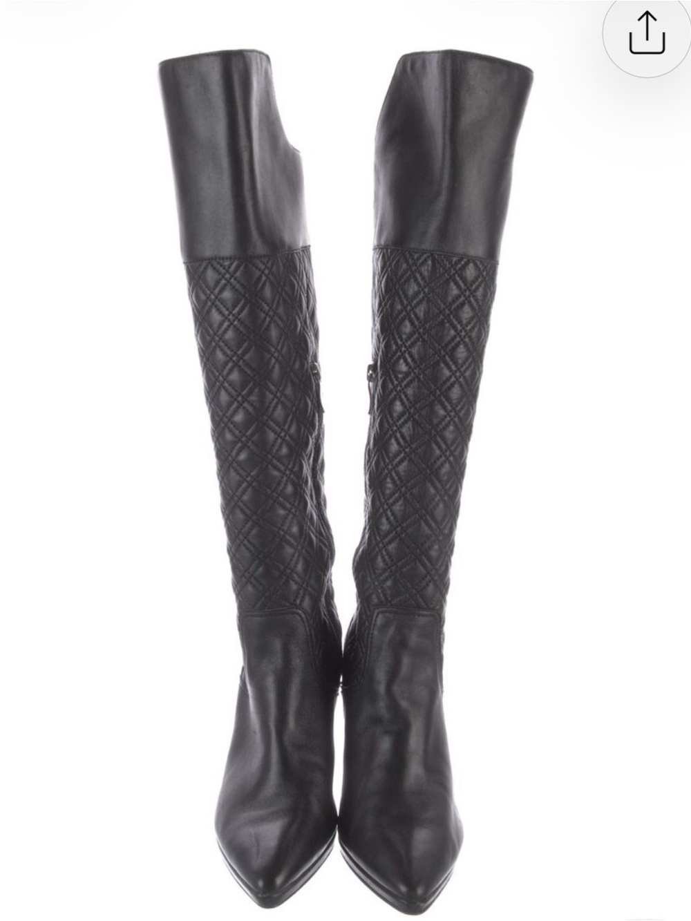 Neiman Marcus Black Quilted Leather Over-the-Knee Boots